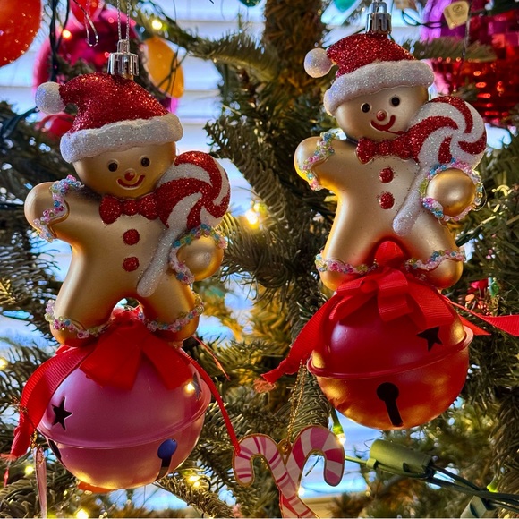 NEW!  Gingerbread Man Red Bell Christmas Ornament - Picture 4 of 6